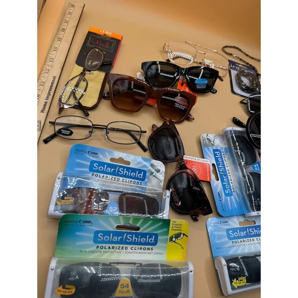 Lot of 13 ICU Eyewear Sunglasses/Reading Glasses/Polarized Clip Ons/Retainer NEW